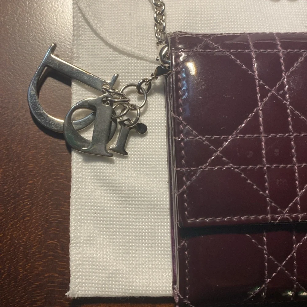💎Christian Dior, purple patent leather wallet on chain 💎